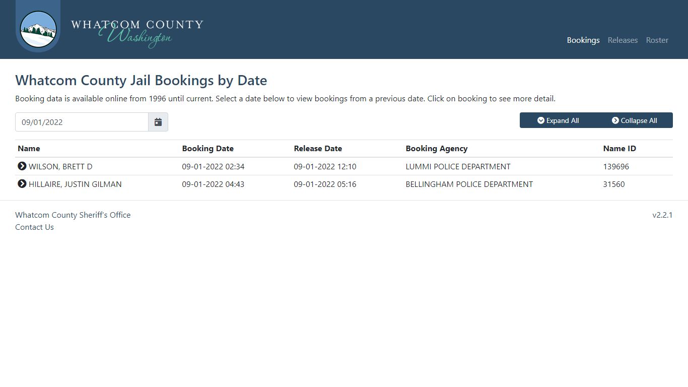 Whatcom County Sheriff's Office | Jail Bookings